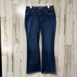 Lee Women's Denim Blue Flare Jeans Pocket Decor Slender Secret Lower Rise
